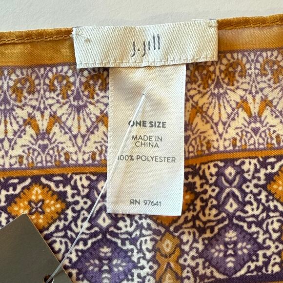 J JILL💕 Mixed-print Two-way Poncho ~ Light Tigers Eye Paisley One Size NWT - Picture 5 of 13